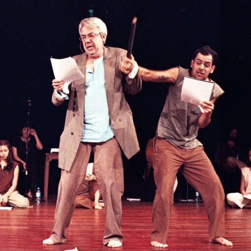 Dudu Sandroni e Diogo Cardoso. Peer Gynt, de Henrik Ibsen (leitura encenada), 2006. Foto: Luiz Henrique Sá.